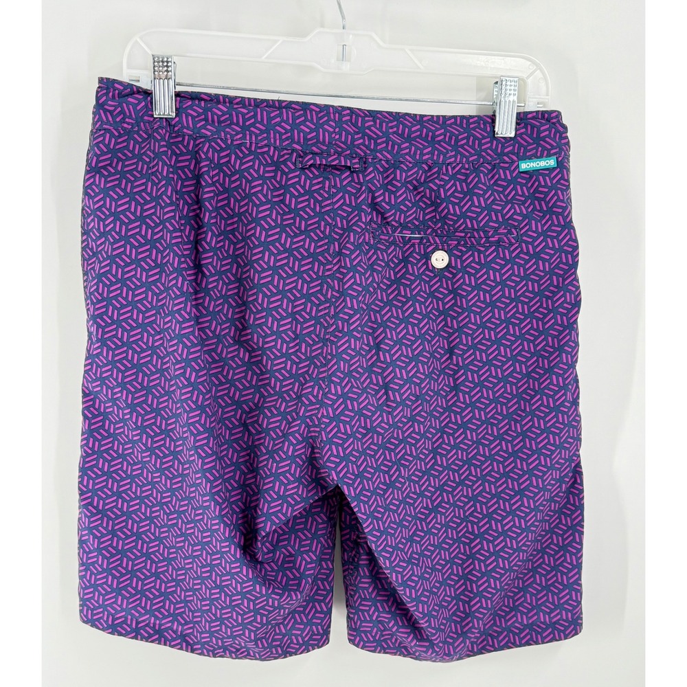 Bonobos Mens 9 Inch Inseam Swim Trunks Pink Navy Geometric Maze Shorts Size‎ 30 - Picture 6 of 6